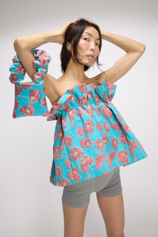 Puff Top/Skirt Brocade Turquoise