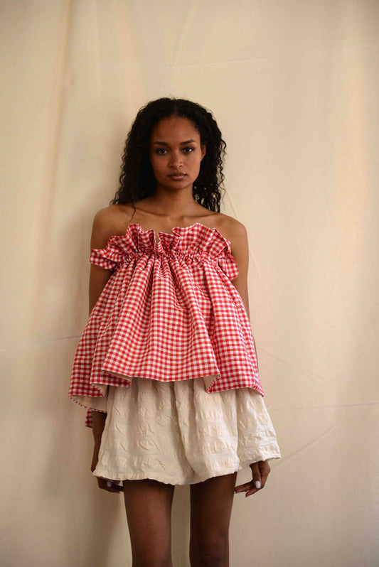 Elise puff top Vichy