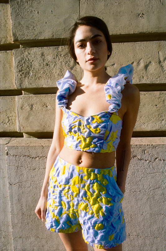 GRETA TOP - LILAC BROCADE