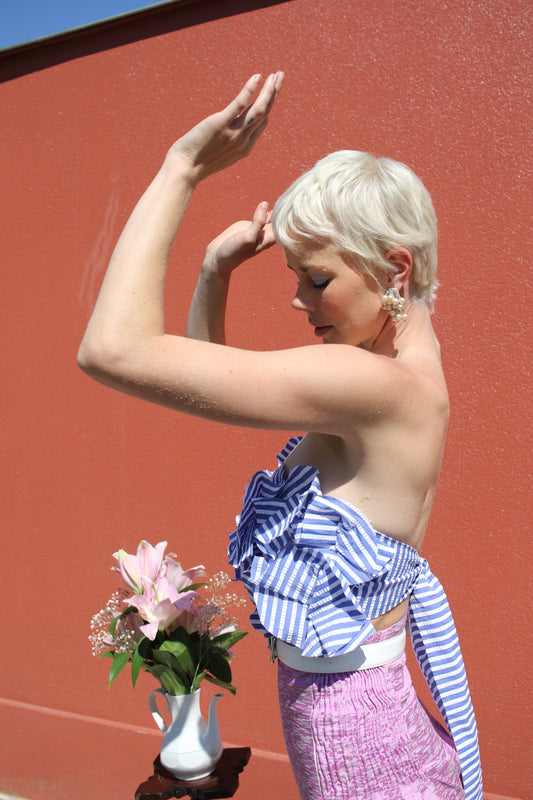 RITA TOP - STRIPED BLUE