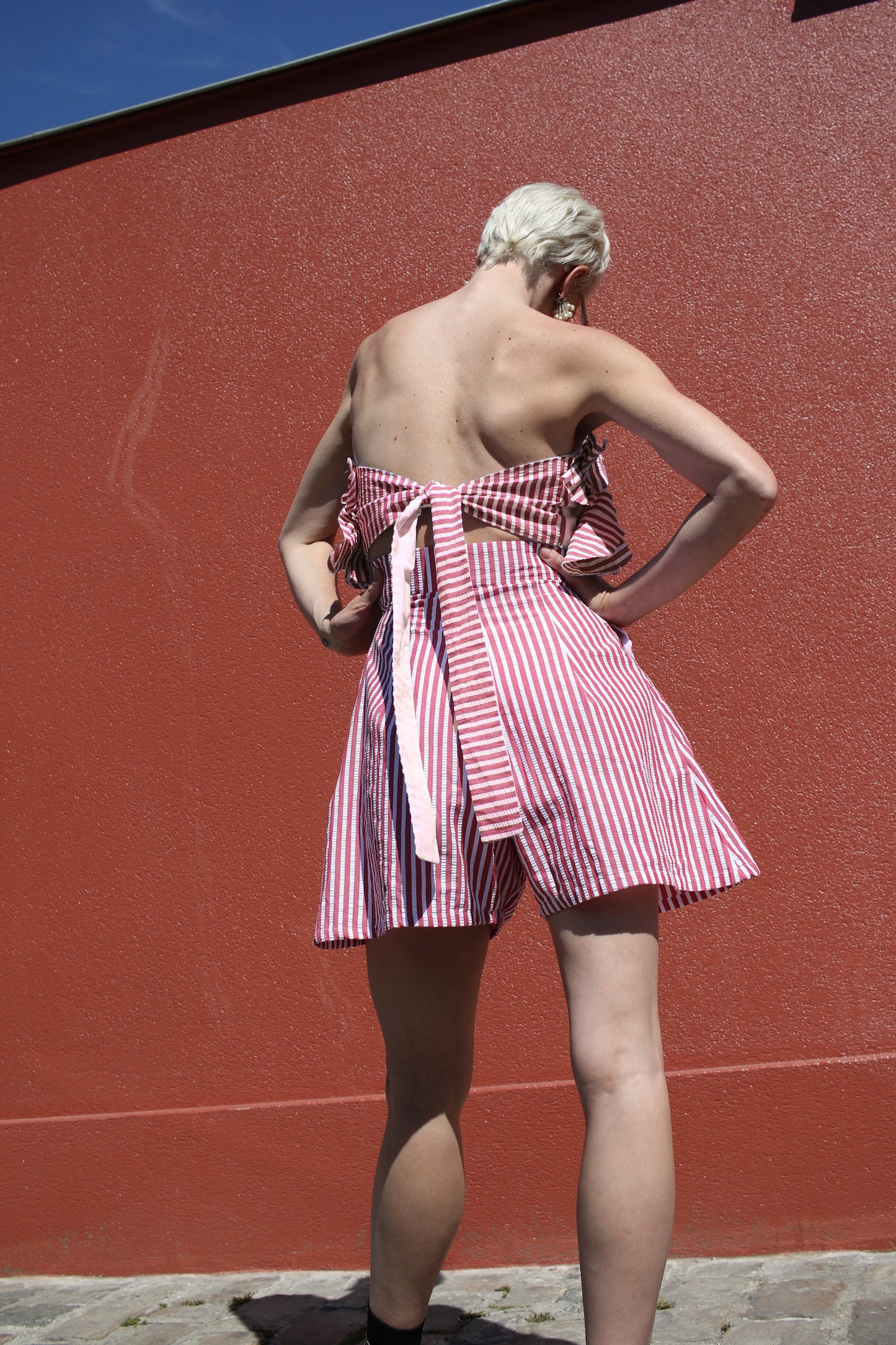 RITA TOP - STRIPED RED