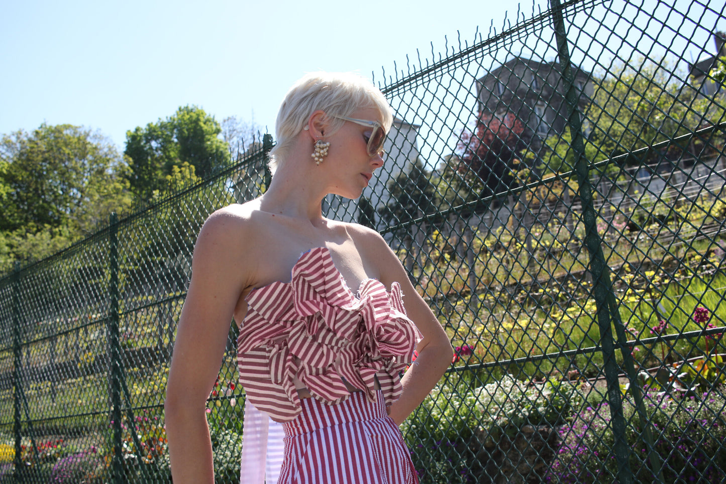 RITA TOP - STRIPED RED