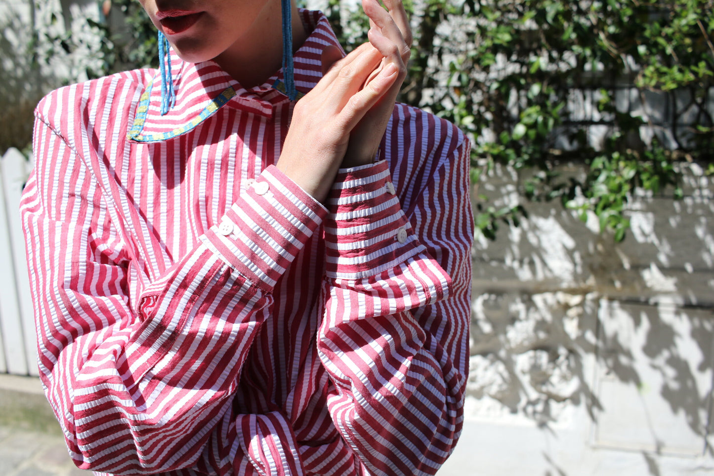 JOAN SHIRT - STRIPED RED