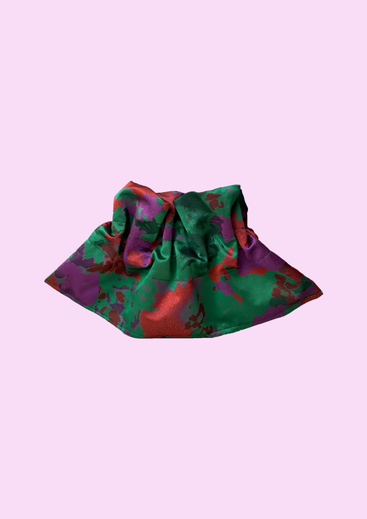 Scrunchy Pouch - Emerald brocade