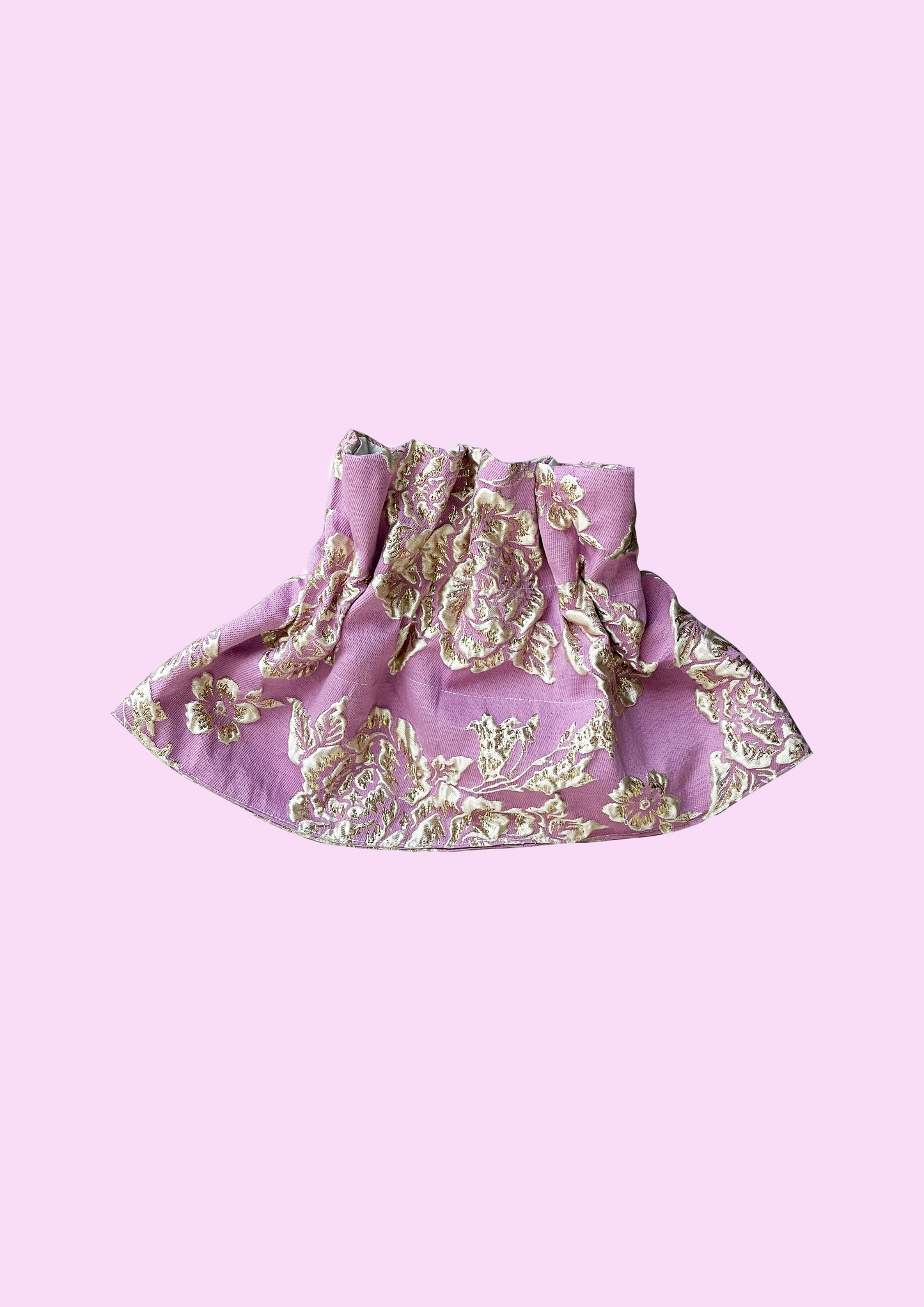 Scrunchy Pouch - Pink brocade