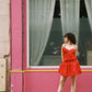 Puff Top/Skirt Red Taffetas