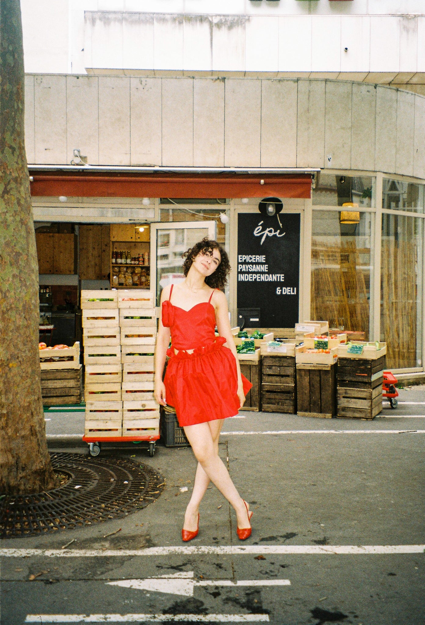 Puff Top/Skirt Red Taffetas