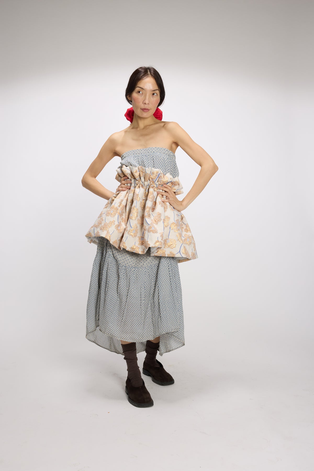Puff Top/Skirt Brocade OffWhite