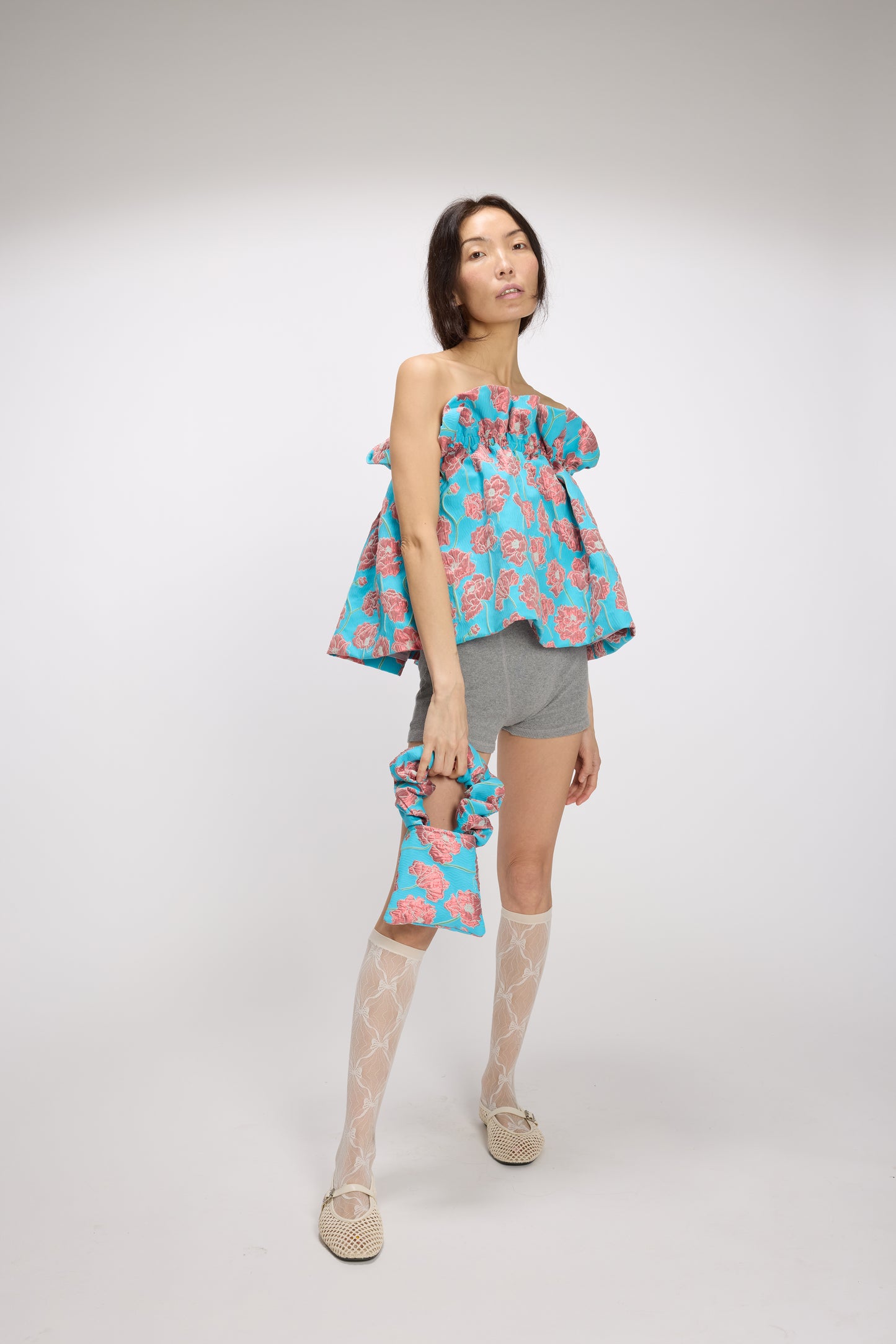 Puff Top/Skirt Brocade Turquoise