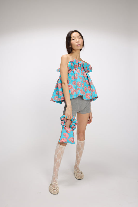Puff Top/Skirt Brocade Turquoise