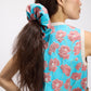 Turquoise Brocade Scrunchy